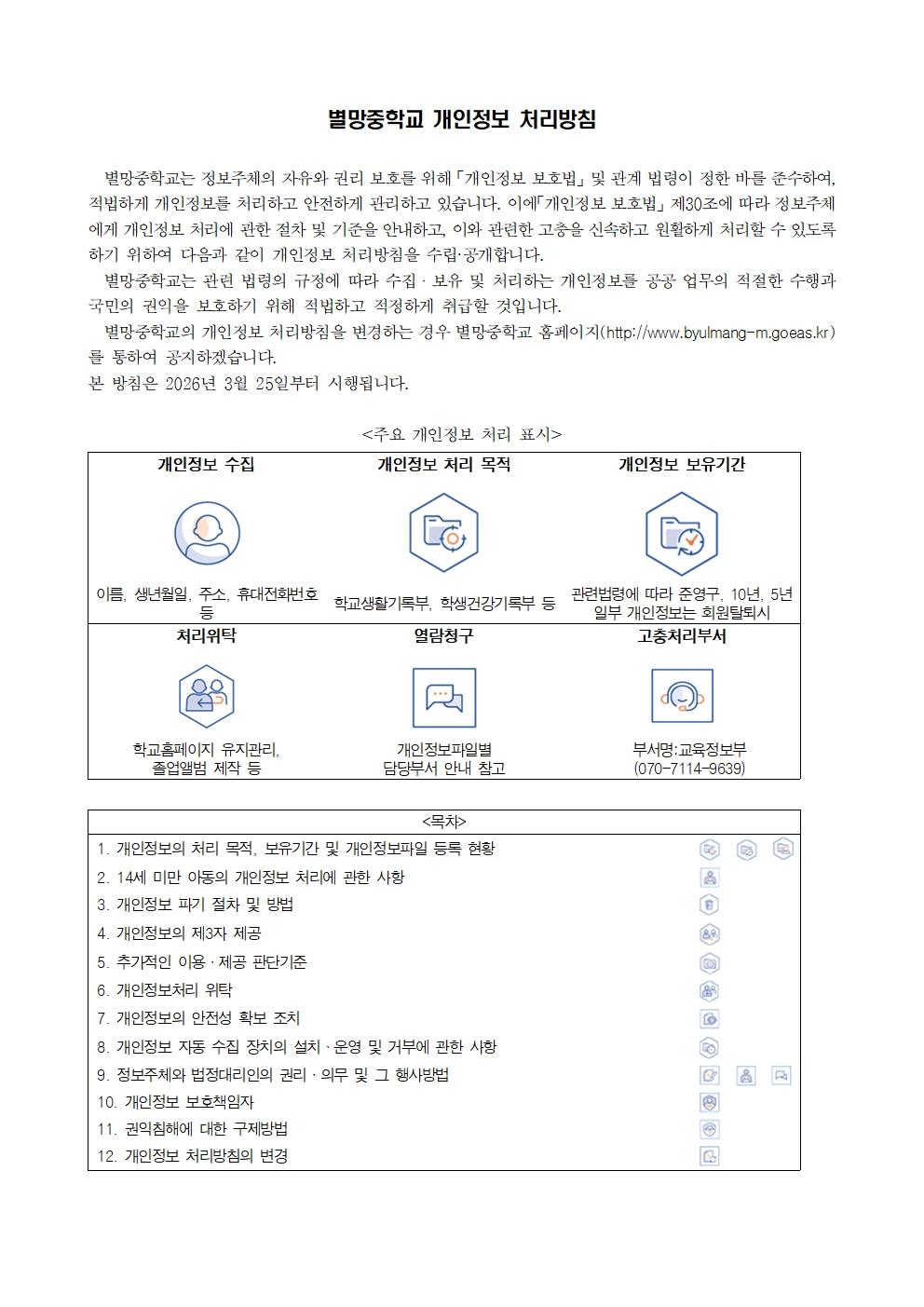 2026학년도 별망중학교 개인정보 처리방침001